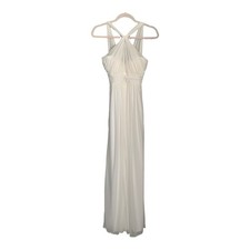 Alfred Sung A-Line Wedding Dress Halter Wrap Neck White Size 00 Chiffon Corset