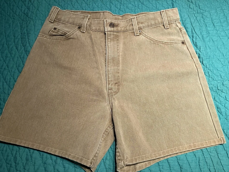 "Pantalones cortos vintage años 90 Levi's Levis Strauss 550 caqui denim naranja con lengüeta para hombre 36"" X 5""" Foto 3 de 4