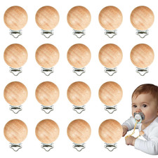 18 Pieces Wood Pacifier Clips Toy Suspender Clips Baby Teething Grasping Suspend