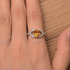 2CT Citrine Oval Gemstone 925 Silver Plated Unique Statement Ring Duty Free