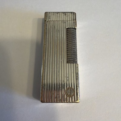 Vintage DUNHILL Rollagas Butane Lighter Silver Colored Nice Pattern Design