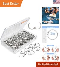 100 Pack-1 inch Binder Rings, Loose Leaf Binder Book Rings, with Metal Nickel...