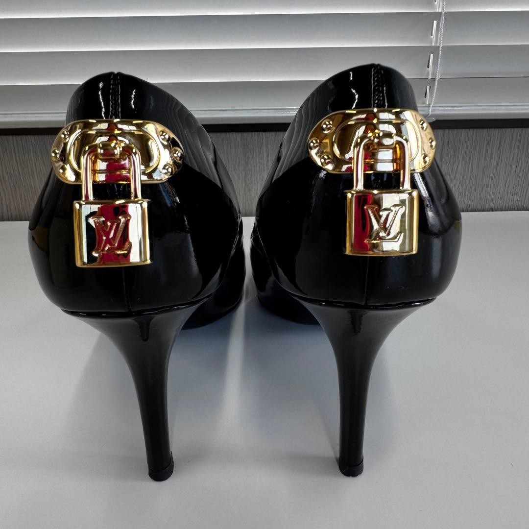 Louis Vuitton Women's Pumps Open-Toe Enamel Size:36/JP:23.5 Black 135488K Authen thumbnail 2