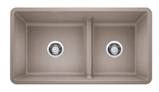 Blanco Precis 33" Undermount Double Basin SILGRANIT Kitchen Sink, 442522 Truffle