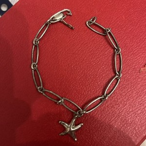 RARE Tiffany & Co. Starfish Charm Bracelet 7” Inch Sterling Silver Oval Link
