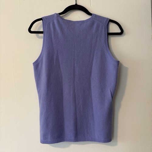 Valerie Stevens Oberteil Gr. Medium 100% 2-fädig Kaschmir lila ärmellos Pullover - Bild 5 von 8