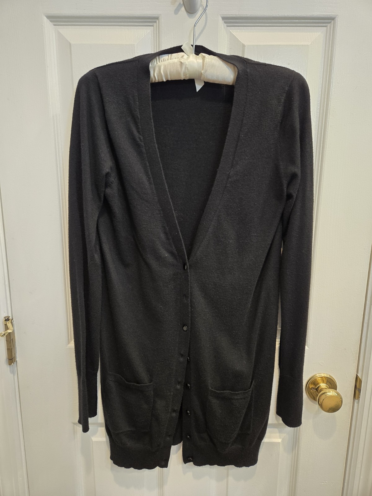 Express Black Long Thin Button Down Knit Cardigan… - image 3