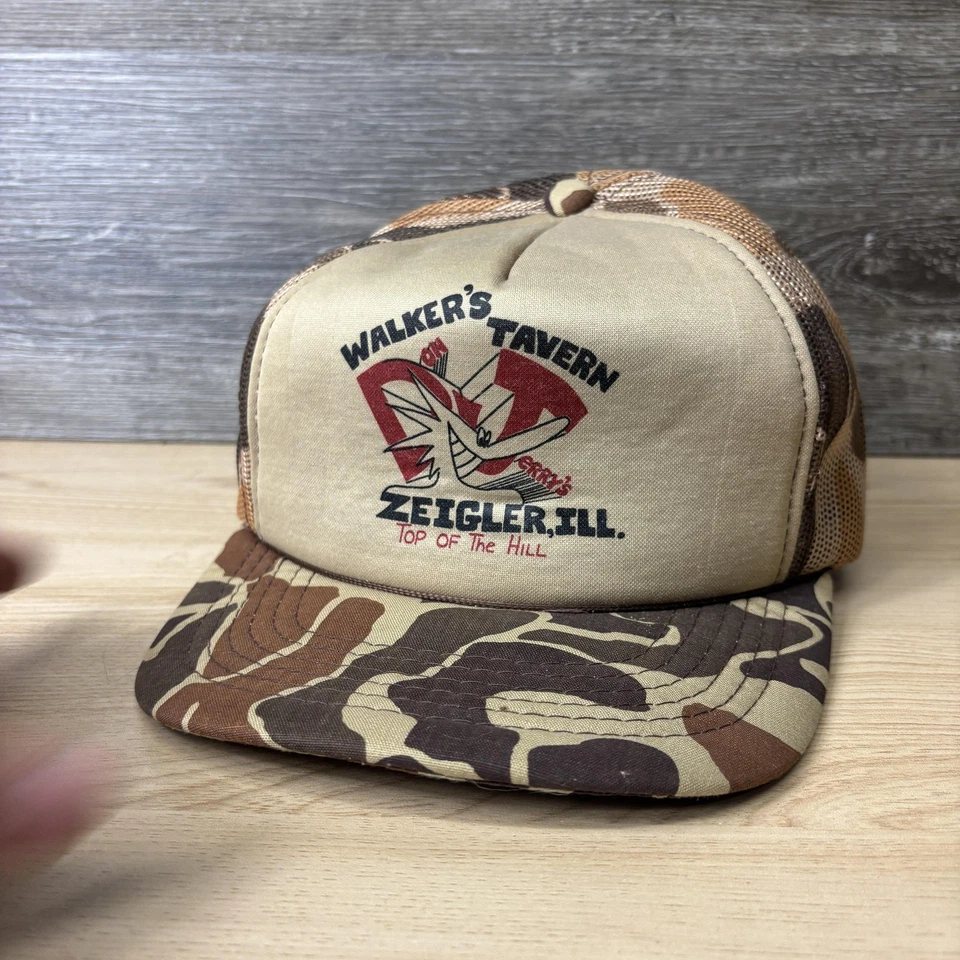 De colección Walker's Tavern Zeigler IL Sombrero Gorra Snap Back Camuflaje Camionero Malla Para Hombres Años 80 Foto 3 de 4