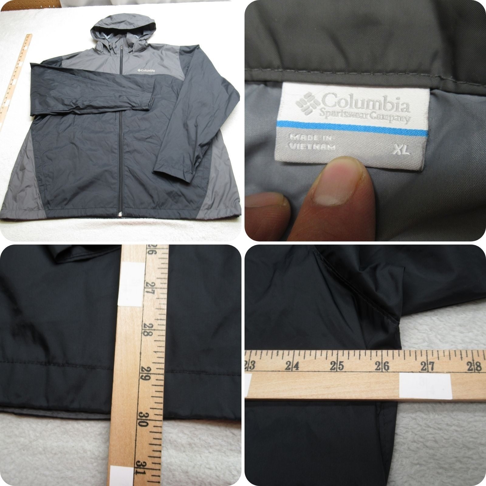 Columbia Mens Packable Hooded Windbreaker XL Black