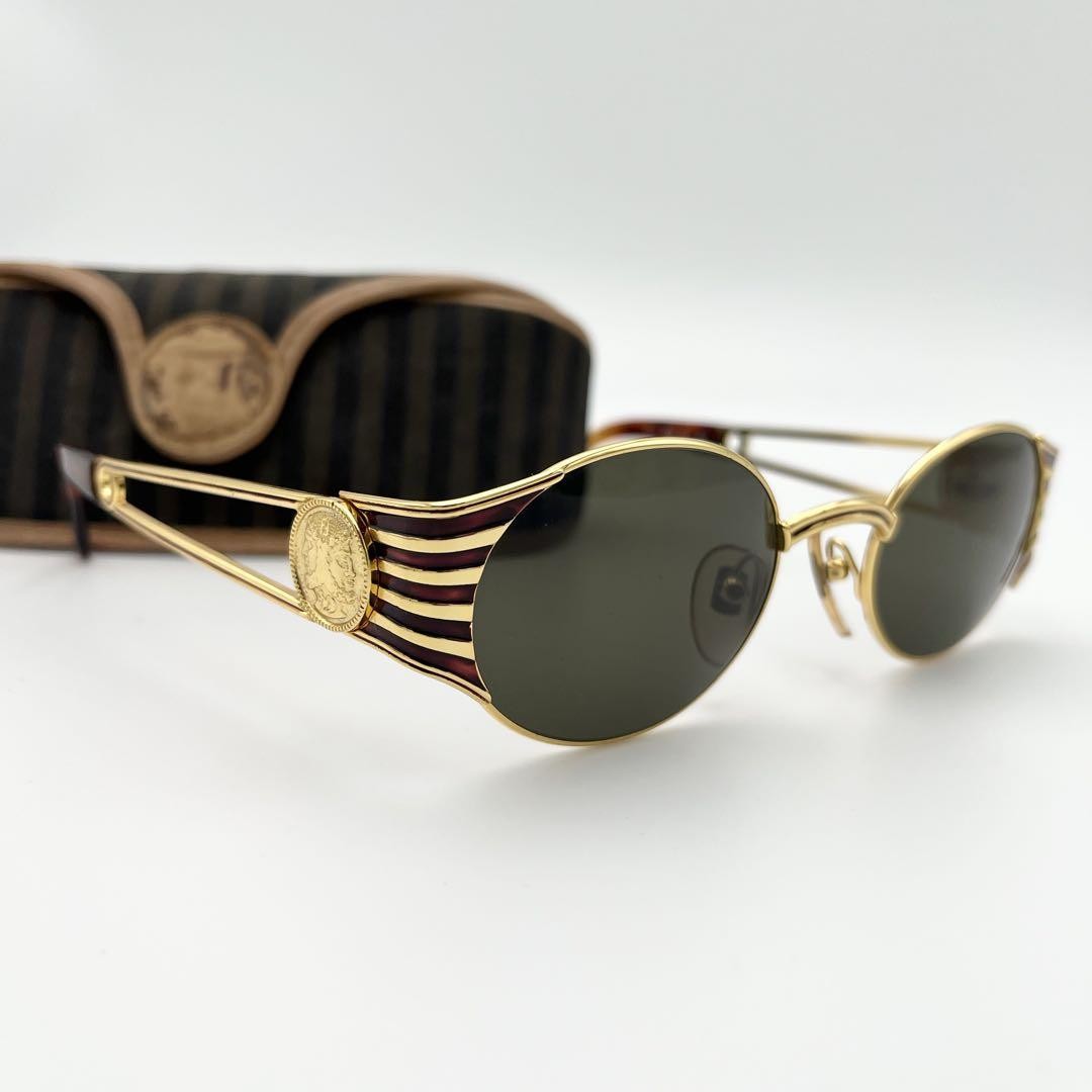 Fendi Vintage Circle Logo Sunglasses Gold Frame Unused 5318130