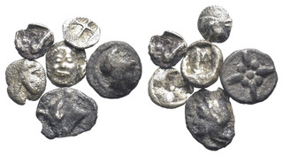 FITZ LOT 6 GREEK COINS HEMIOBOLS SILVER ØNON809