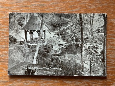 Antike Pittencrieff Glen Dunfermline Postkarte Philco Serie Ente Teich Pavillon