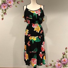 Cold shoulder floral midi dress with straps