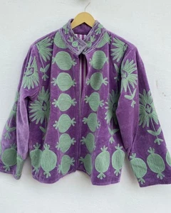 Velvet Suzani Winter Coat Bomber Short Jacket Boho Coat Winter Jacket Statement