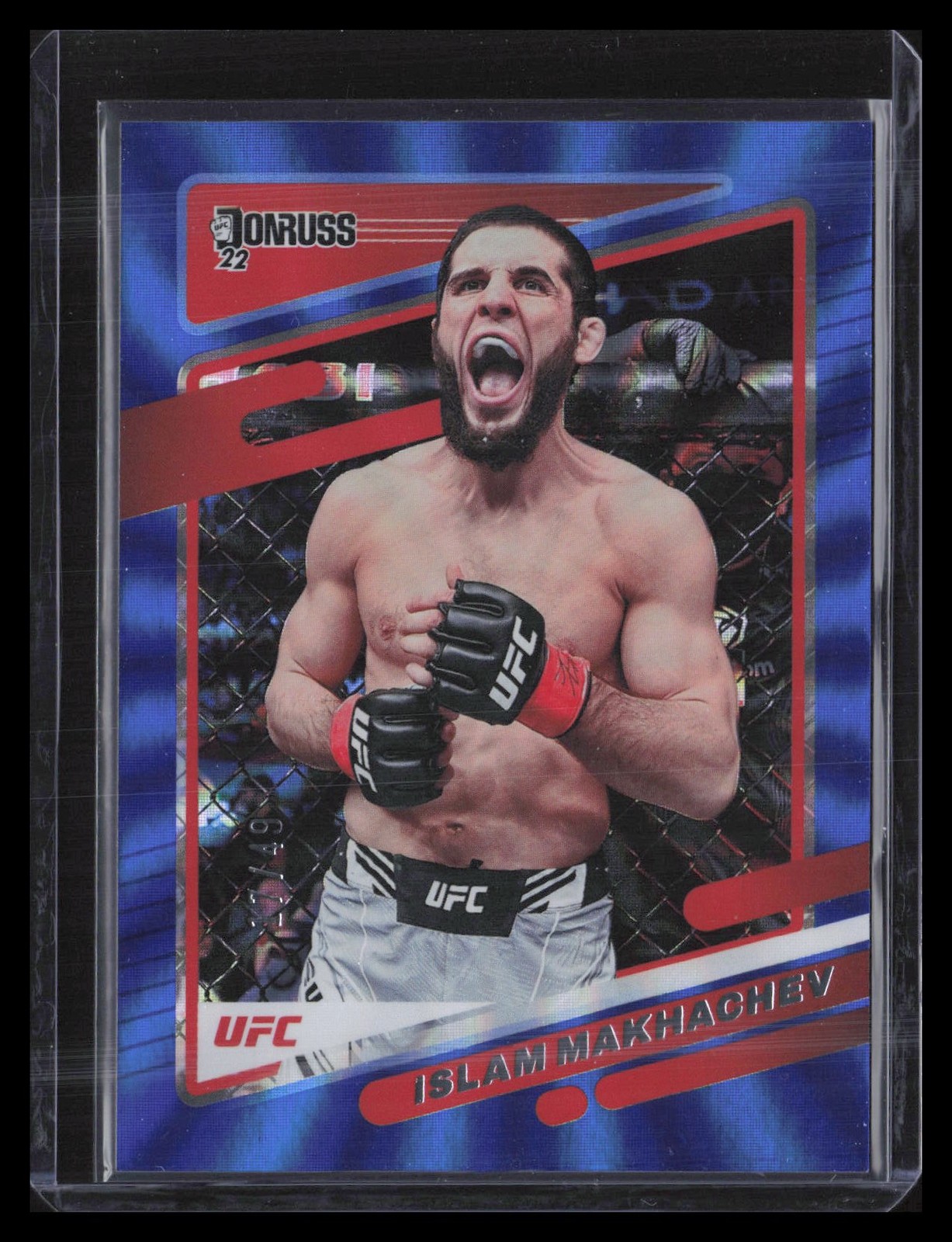 Islam Makhachev 2022 Donruss UFC #1 Holo Blue Laser #/49