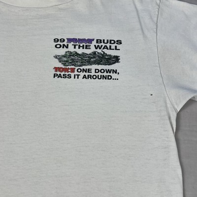 Vintage Y2K Phat Buds On The Wall Stoner T-shirt Grunge Weed Graphic Cannibas L