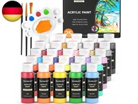 Acrylfarben-Set, 25 Farben, 60 Ml Flaschen Mit 3 Pinseln & 1 Palette, Reich