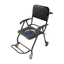 Portable Rolling Shower Commode Wheelchair Bedside Commode Chair for Toilet