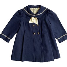 Vintage Girls Rothschild Wool Double Breasted Coat Size 4 Blue -Dry Cleaned EUC