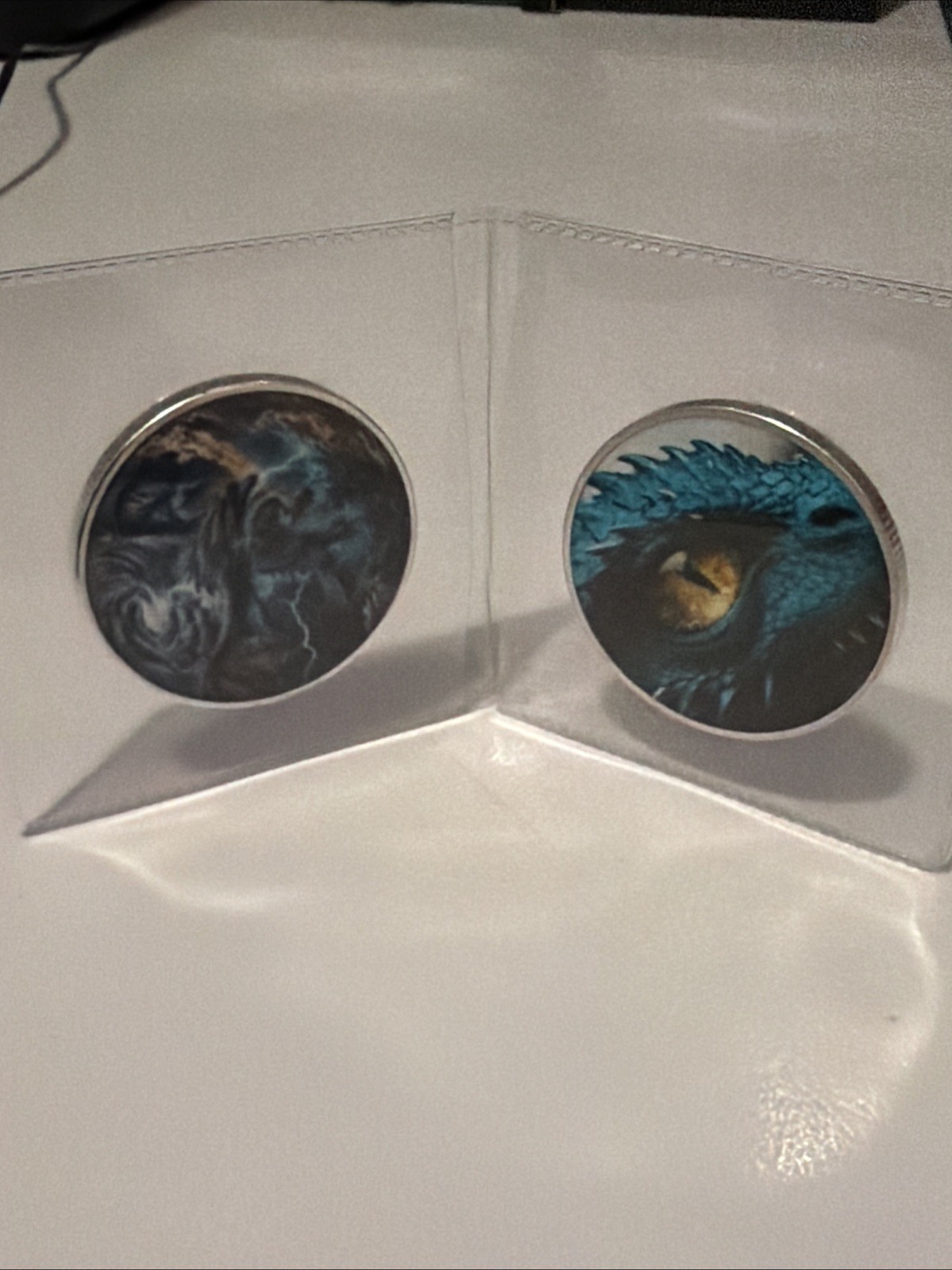 2 1 oz Gilded Silver Dragon Eye Coins In Sleeve