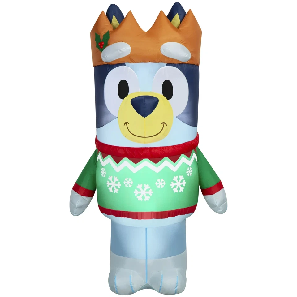 AZUL en SOMBRERO DE SANTA Gemmy 3,5 pies Navidad Soplado por Aire Patio Iluminado Inflable NUEVO