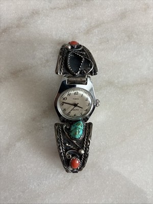 Vintage Native American Sterling, Turquoise and Coral Ladies