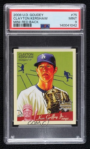 2008 Upper Deck Goudey Mini Red Back Clayton Kershaw #75 PSA 9 MINT Rookie RC