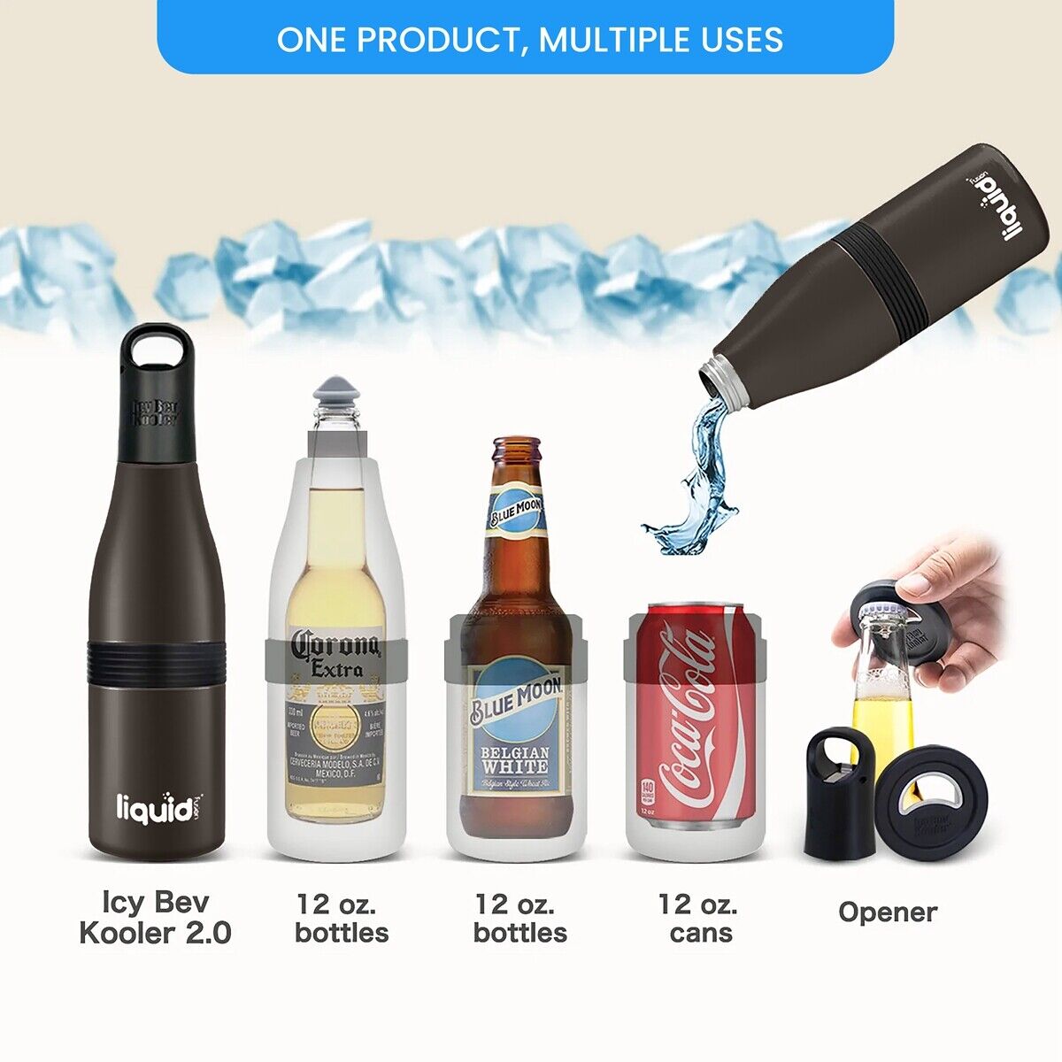 3 in 1 Beer Insulator Beverage Can Holder Stainless Steel Water