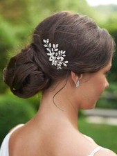 Rhinestone Bride Wedding Hair Pins 2PCS Crystal Hair Accessories Silver