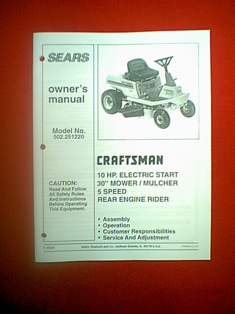 SEARS CRAFTSMAN REAR ENGINE RIDER 10HP 30