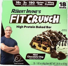 Fit Crunch High Protein Bars Baked Mint Chocolate 18-PACK Robert Irvine EXP 7/26