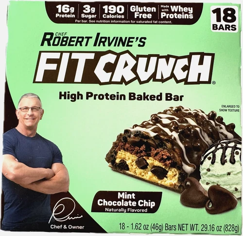 Fit Crunch High Protein Bars Baked Mint Chocolate 18-PACK Robert Irvine EXP 7/26