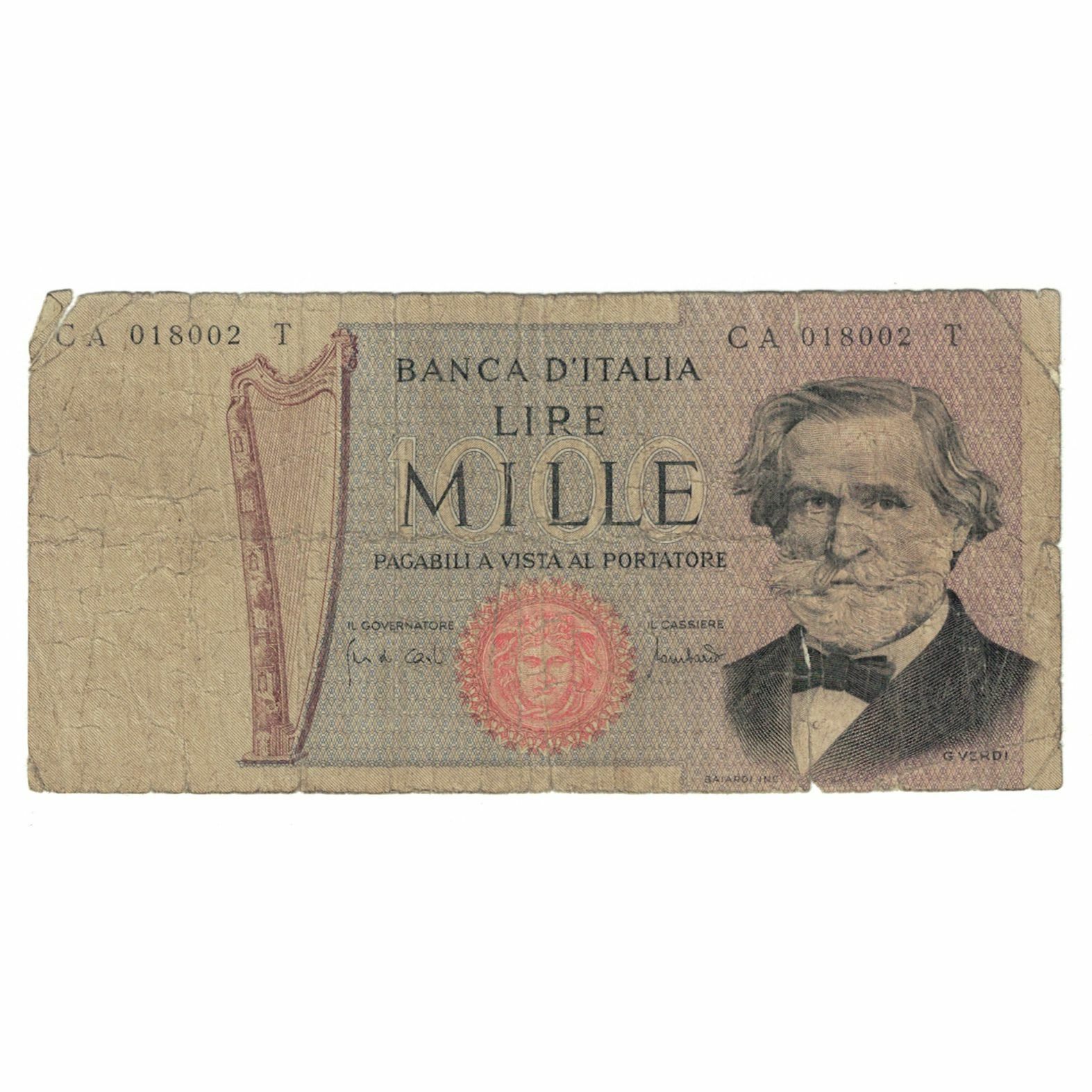 [#178938] Banknote, Italy, 1000 Lire, 1969, 1969-02-26, KM:101a,
