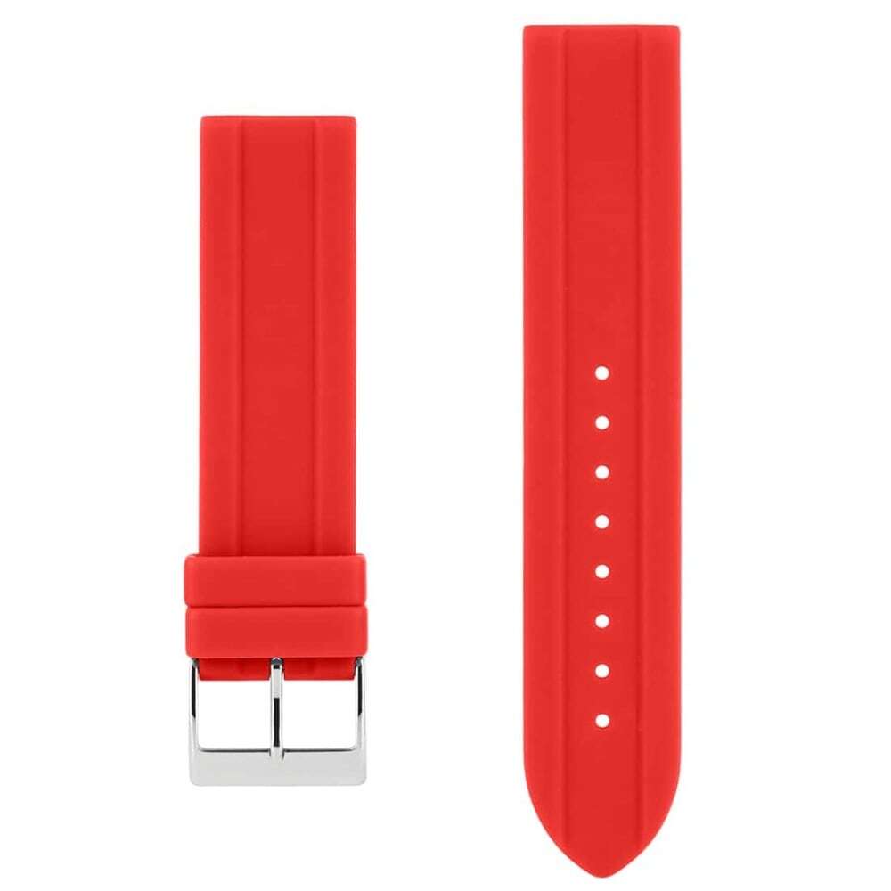 Bracelet de montre 22 mm rouge en silicone compatible Akteo boucle argent
