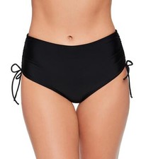 Salt+Cove ESF10142 Women's Solid Shirred-Side High-Waist Bottoms, Black, XS