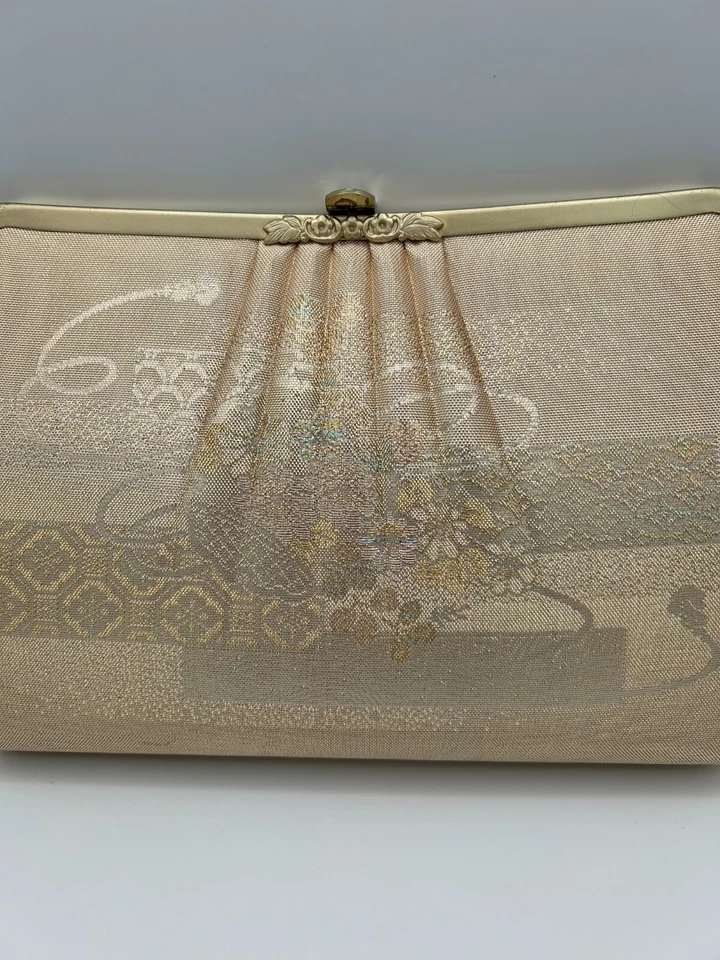 Bolso sin asas vintage japonés kimono de seda diseño floral noche fiesta cóctel Foto 3 de 4