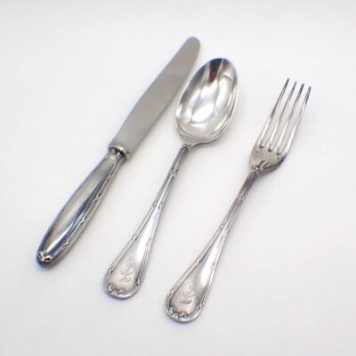 Christofle Rubans Youth Set 3 Pcs Silver Plated 1907 Mono JL | eBay