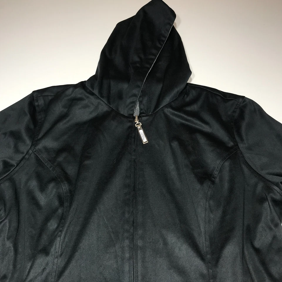 Weather Tamer Jacket Womens Size 1X Black & Gray Reversible Hooded Zip Front Foto 3 de 4