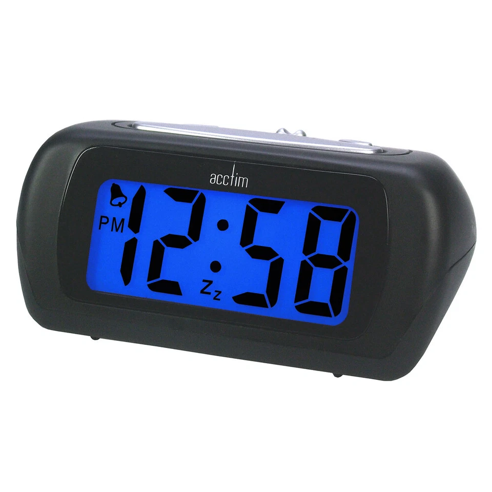Acctim LCD Alarm Clock, Auric, Blue Backlight, Black, 12343