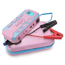 Pink Portable Car Battery Jump Starter Kit with Jumper Cables, USB/USB-C Devices