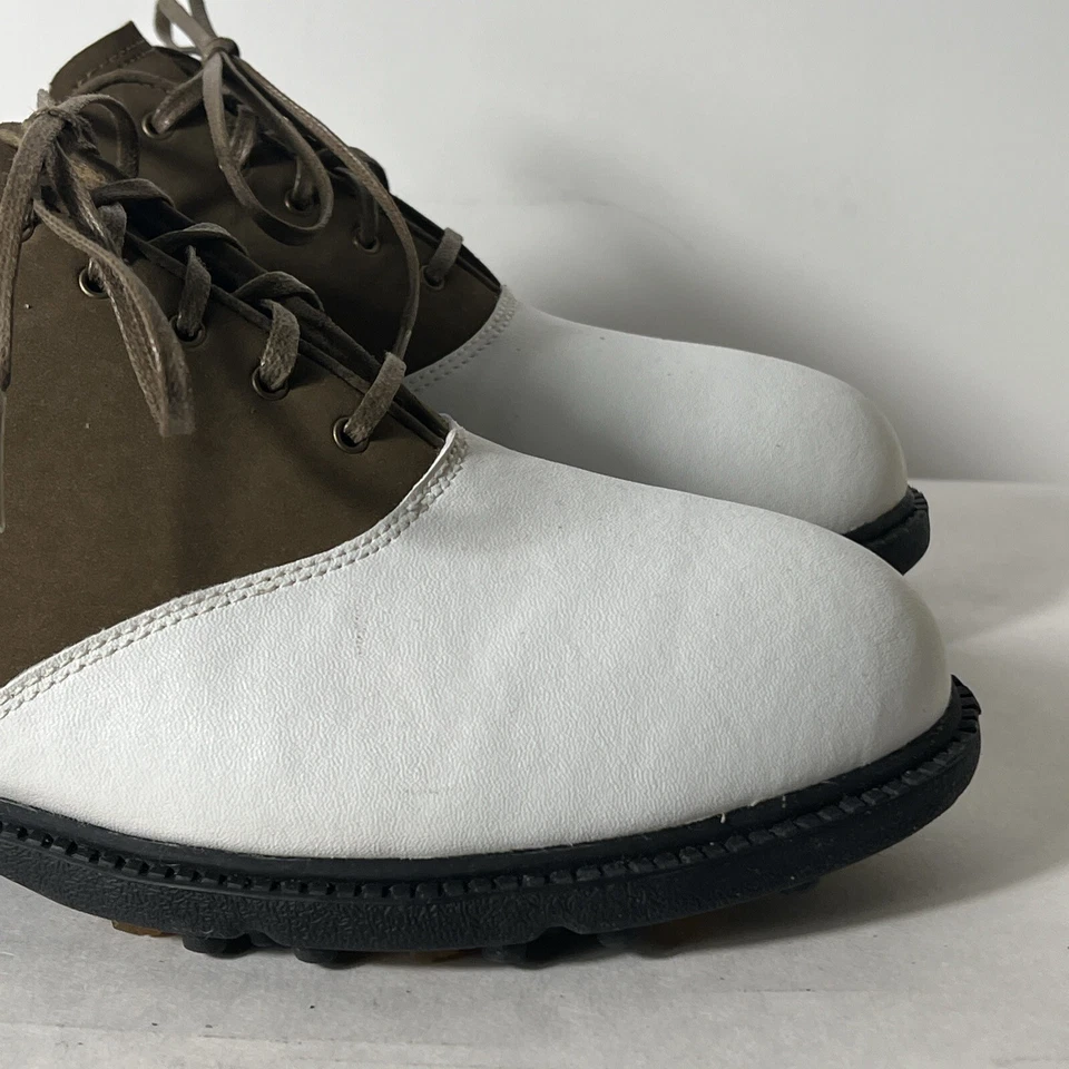 VER FOTOS Zapatos de Golf Nike Air Bella Last Cuero Blanco Marrón Gamuza Talla 9 Foto 2 de 4