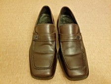 Versace Classic V2 Men Brown Leather Slip On Dress Apron Toe Loafers Size 40