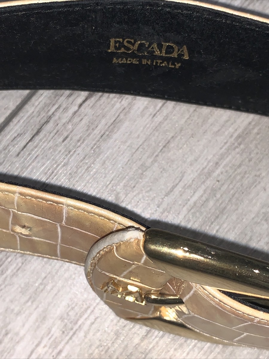 Vintage ESCADA Margaretha Ley Beige Croc Embossed Polish  display picture 3