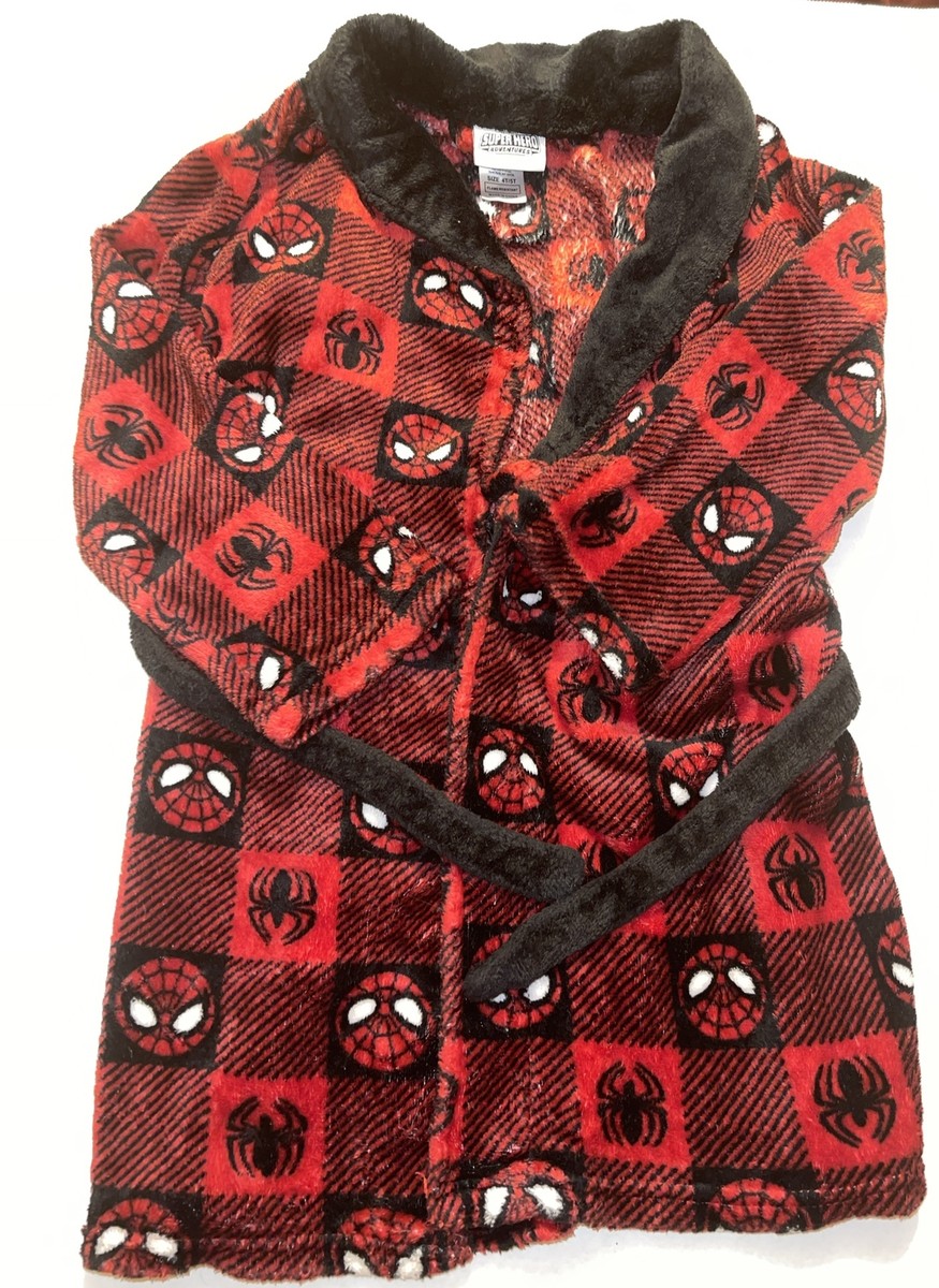 Spiderman Plaid Boys Robe Size 4T/5TPajama or Swimsuit Cover Up