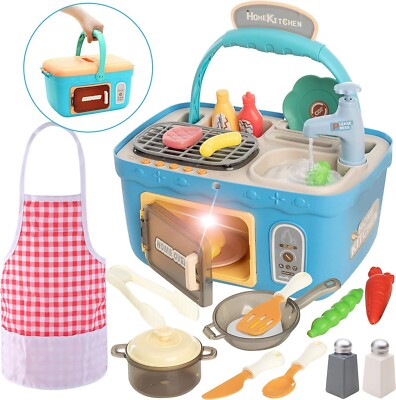 JOYIN Kinder Küchenspielzeug Picknick Set tragbare Picknickkorb Music&Lichter