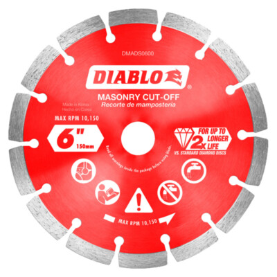 NEW FREUD DIABLO DMADS0600 MASONRY DIAMOND SEGMENTED 6'' SAW BLADE CUT OFF