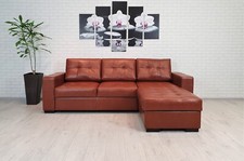 Echtleder Ecksofa Couch mit Schlaffunktion 100% Echtes Leder Eck Sofa Rindsleder
