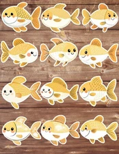 Cute Yellow Fish Die Cut Vinyl Stickers Set Scrapbooking Laptop WaterBottle