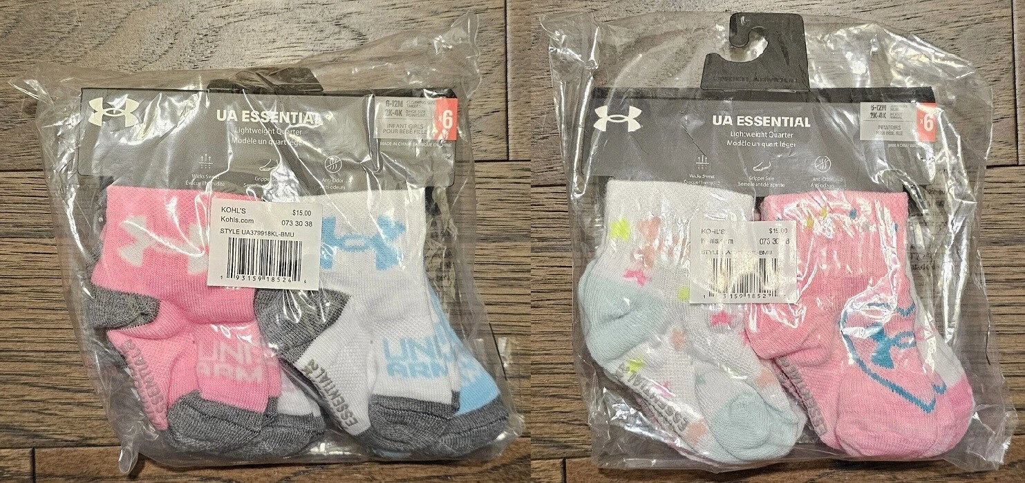 Baby Girl Size 6-12 Months 12 Pairs of Socks Under Armour New In Packaging
Opens in a new window or