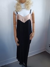 Vintage 1950's Satin Acetate Pink/Black Slip with Hem Bordering Lace